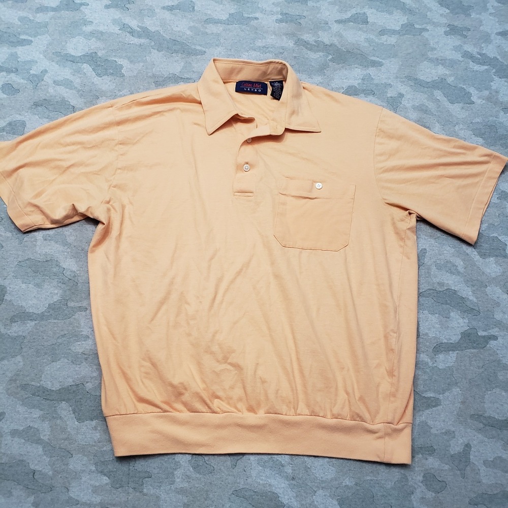 Vintage‎ Cotton Mist By Enrol Polo Shirt Mens Large Orange Short Sleeve